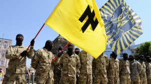 Azov battalion soldiers take an oath of allegiance to Ukraine in Kiev's Sophia Square before being sent to the Donbass region. (RIA Novosti : Alexandr Maksimenko)